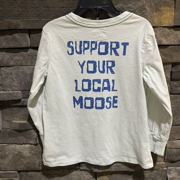 Peek Kids Long Sleeve Light Blue Graphic T Shirt Support Your Local‎ Moose 4/5 - Picture 3 of 4